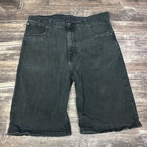 Levis 569 Style Black Denim Shorts Mens 36 Distressed Casual